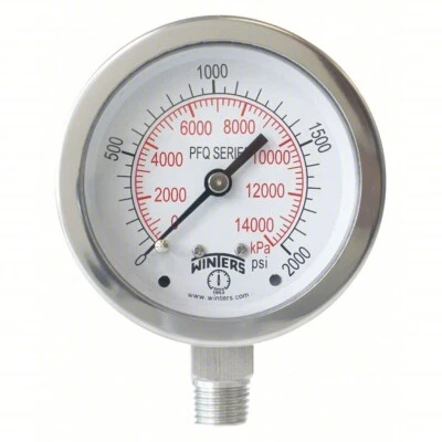 WINTERS PFQ719R1 Air Pressure Gauge – 0–2000 PSI, 4" Face - Image 1 of 2