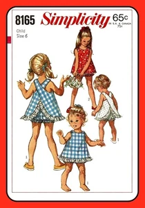 TOP senza maniche e BLOOMERS bambina semplicità 8165 vintage 1969 modello da cucire - Foto 1 di 6