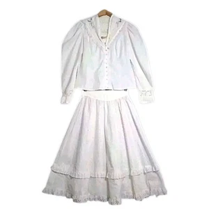 Vintage Jessica’s Gunnies Blouse & Skirt Set Lace Midi Bohemian Gunne Sz 9 READ - Picture 1 of 18