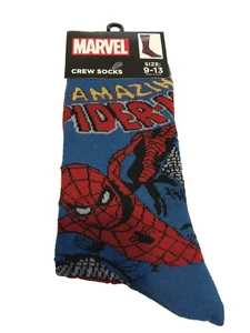 MARVEL the AMAZING-SPIDER-MAN 1 Pair Novelty Crew Socks Adult Size 9-13 NWT - Picture 1 of 3