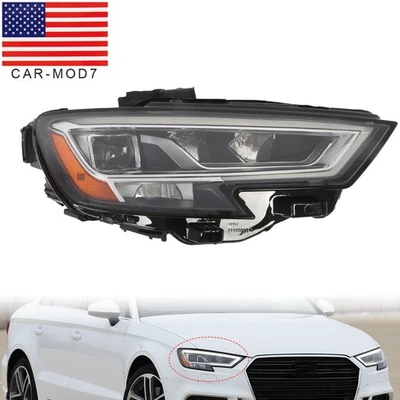 Right LED Headlight Assembly For 2017-2020 Audi S3 A3 w/AFS Front Passenger Side Foto 1 de 4