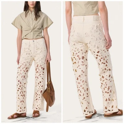 NWT Rag & Bone $598 Logan Floral Cutout High Rise Wide Leg Jeans Size: 25 - Image 1 of 4