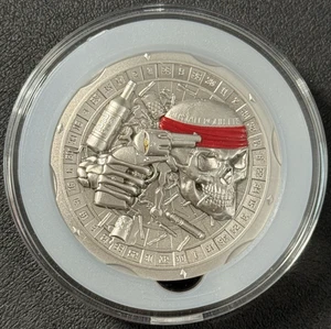 2025 2 Oz .999 Silver Republic Chad Russian Roulette Antiqued Ultra High Relief! - Picture 1 of 11