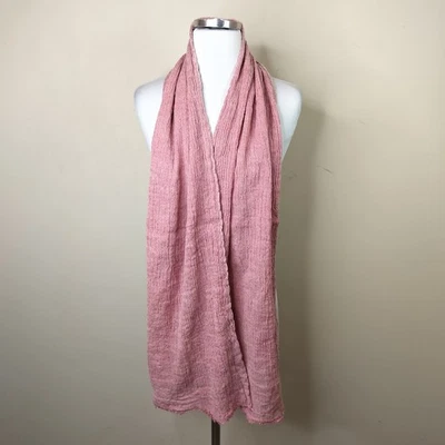 Envoltura de bufanda de lino + lana Flax Designs 74 x 18" rosa Boho Lagenlook Foto 1 de 4