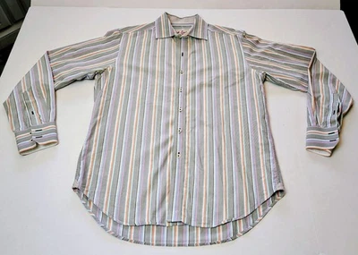 Robert Graham Shirt Multicolor Stripe Contrast Flip cuff Long Sleeve Button Sz M - Image 1 of 4