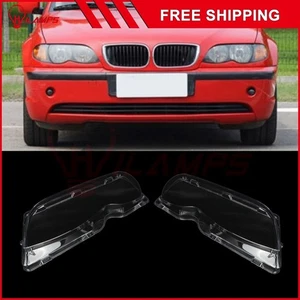 For 02-05 BMW E46 3-series 4DR Headlight Lens Cover Polycarbonate Left Right - Picture 1 of 8