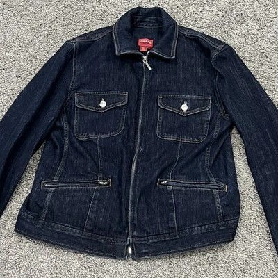 Chap Denim Jean Jacket Women’s Large Pockets Sliver Buttons Classy Preppy — 第 1/4 张图片