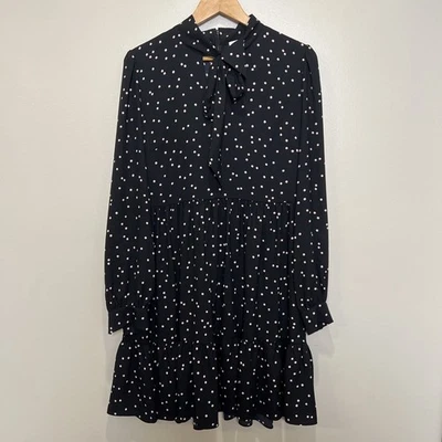 Vestido Kate Spade NY Negro Lunares Dispersos Cuello Atado Talla 12 Nuevo con Etiquetas $398 Foto 1 de 4