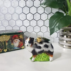 Old World Christmas OWC Australian Shepherd Handblown Christmas Tree Ornament - Picture 1 of 11