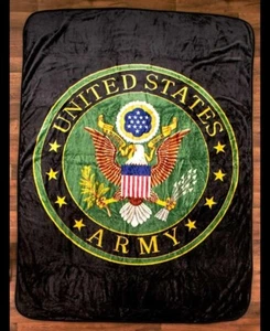 60" x 80" Twin Size Plush Blanket with Military Seal Emblem - US Army - Picture 1 of 1