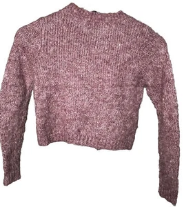 Gap Kids Sweater Girl 8 9 Pink Crop Knit Crewneck Long Sleeve Wool Stretch Blend - Picture 1 of 4