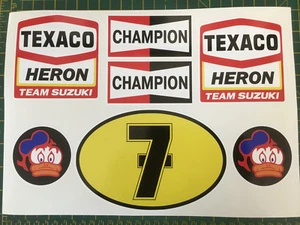 BARRY SHEENE TEXACO HERON TEAM SUZUKI CHAMPION No 7 LARGE Decals Stickers - Picture 1 of 3