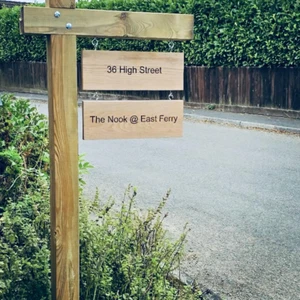 Personalised Hanging Oak House Sign – Custom Engraved Double Hanging House Name - Picture 1 of 2