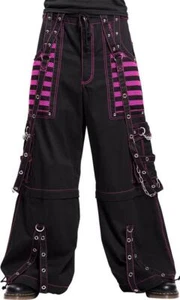 Gótico Negro Algodón Rosa Malla holgado gótico jeans punk rock pantalón pantalón y corto  - Imagen 1 de 4