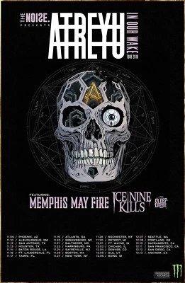 ATREYU | MEMPHIS MAY FIRE | ICE NINE KILLS In Wake 2018 edición limitada ¡Póster de gira raro! Foto 1 de 2
