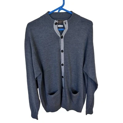 Patrick James Reserve Mens Merino Wool Cardigan Gray Large Button UP Soft - Image 1 of 4