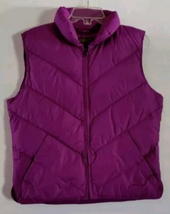 Eddie Bauer Packable Puffer Vest Goose Down Purple Activewear Travel Medium - Picture 1 of 12