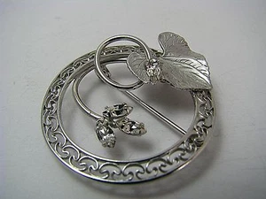 CARL-ART STERLING SILVER BROOCH PENDANT PIN RHINESTONE CRYSTALS Calla Lily Leaf - Picture 1 of 10