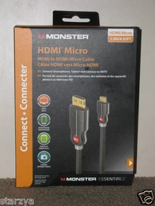 MONSTER HDMI MICRO - HDMI to HDMI Micro Cable - 1.5M/4.92FT BNIB - Picture 1 of 2