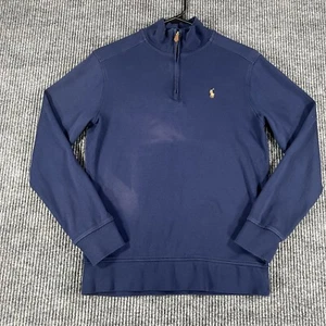 Polo Ralph Lauren Boys Sweatshirt Large 14-16 Blue Long Sleeve 1/4 Flesh Pony - Picture 1 of 16