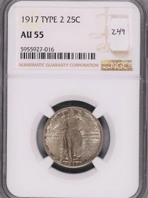 1917 Type 2 Standing Liberty Quarter NGC AU-55 #7-016 - Image 1 of 2