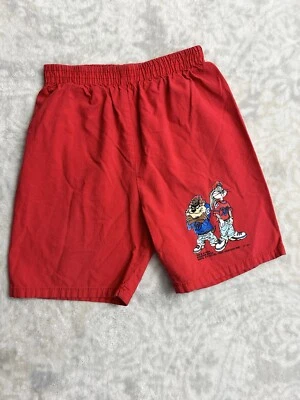 Pantalones Cortos Vintage Años 90 Looney Tunes Bugs Bunny And Taz Niños Talla 6 Rojo Foto 1 de 4