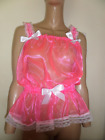 ABDL SISSY bright pink ORGANZA  CAMISOLE TOP  30-46 CHEST /BUST WHITE SATIN BOWS