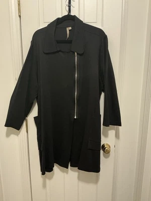Asymmetrical Black Soft Long Jacket By Comfy USA Size 2X Perfect - Image 1 of 4
