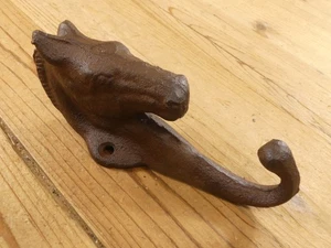 Horse Head Key Hook Towel Hat Coat Hanger Rustic Cast Iron Antique Style Farm - Picture 1 of 5