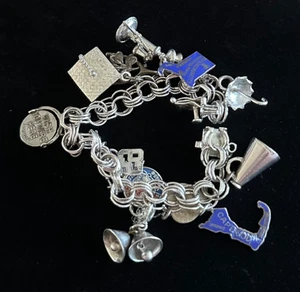 Vintage 1960-1970’s Sterling Silber 925 Bettelarmband mit 13 Charms 41 Gramm - Bild 1 von 5