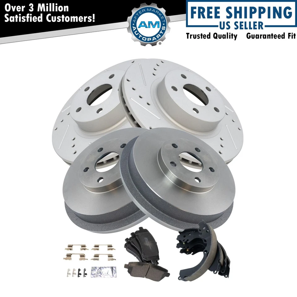 Kit de pastillas de freno delanteras y traseras y rotor, zapata y batería para Subaru Forester 1998-2002 Foto 1 de 4