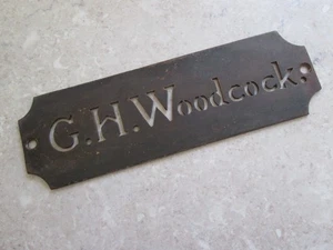 PLANTILLA/SIGNO O PLACA BRONCE ANTIGUA - G.H. WOODCOCK C.1900 - Imagen 1 de 4