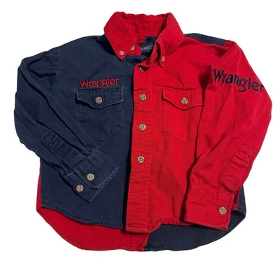 Camisa De Colección Niños Wrangler Abotonada XS 3/4 Western Rodeo Vaquero Bordada Foto 1 de 4
