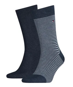 Tommy Hilfiger Mens 2 Pack Small Stripe Socks Blue - Picture 1 of 3