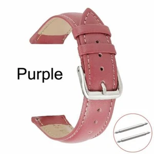 10mm 12 14 16 18 20mm 24 22mm Cowhide Genuine Leather Band Watch Strap Bracelet - Picture 1 of 18