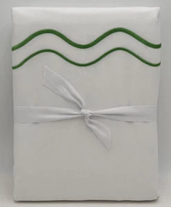 Pottery Barn Kids Embroidered Scalloped Organic FULL / QUEEN Duvet Cover ~ Green - Picture 1 of 2