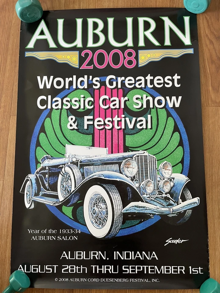 2008 Auburn Cord Automobile Car Show Festival Indiana 36 x 24 POSTER  Duesenburg - Image 1 of 4