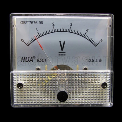 DC 5V Analog Panel Volt Voltage Meter Voltmeter Gauge 85C1 0-5V DC White  - Image 1 of 4
