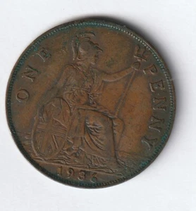 UK, Great Britain, England One 1 Penny, 1936 - Picture 1 of 2