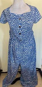 Oddi Romper Jumpsuit 3xl New Blue White Polkadots Wide Leg Flowy Stretchy One Pc - Picture 1 of 21