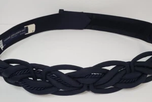 Vtg Ginnie Johansen Inc Dark Blue  Knotted Fabric Wrapped  Belt 1980s - Picture 1 of 9