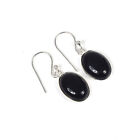 925 Solid Sterling Silver Black Onyx Hook Earring-1.1 Inch p108