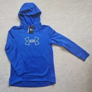 Under Armour Girls Fleece Blue Hoodie Size Large (12/14) Hooded Top - Picture 1 of 4