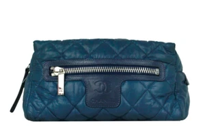 Authentic Chanel Blue Nylon Coco Cocoon Cosmetic Bag - Picture 1 of 10