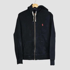 Polo by Ralph Lauren black full zip hoodie chunky fleece sweatshirt M - Imagen 1 de 5