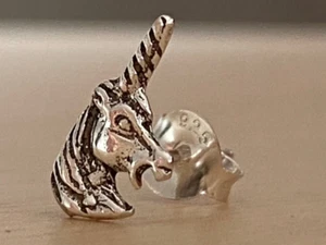 Unicorn head earrings Sterling Silver 925 - TSE081 - Picture 1 of 3