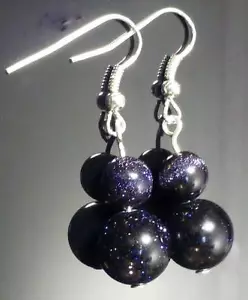 Blue Goldstone Sandstone Earrings - Picture 1 of 13