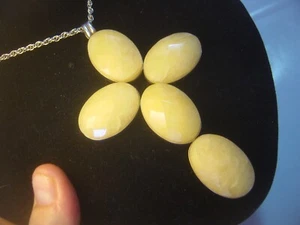 Superb Rare solid silver Massive Yellow Aventurine Cross & 22" Twisted Necklace - Picture 1 of 20