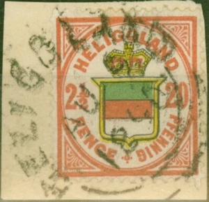 Heligoland 1890 20pf (2 1/2d) Aniline Vermilion, Brt Green & Lemon SG15c V.F.... - Picture 1 of 1