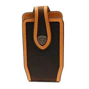 Custodia cellulare ARIAT marrone ruggosa bicolore in pelle conica - Foto 1 di 1